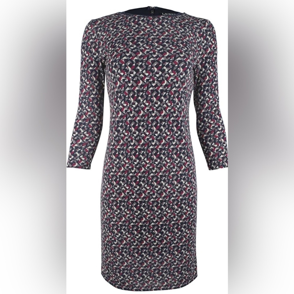 Lauren Ralph Lauren geometric print dress. Women petite small